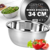 MISKA GASTRONOMICZNA STALOWA 34CM 7L KUCHENNA DO SAŁATEK METALOWA STALOWA