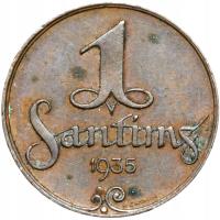 + Łotwa - 1 Santims Santim 1935 Birmingham Heaton - STAN !