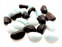 KAMYCZKI GROSZKI SZKLANE CZARNE BIAŁE MIX 25 SZT