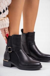 Czarne botki sztyblety damskie z gumą na boku