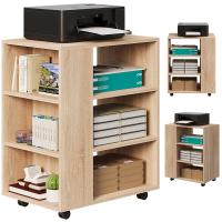 WIELOFUNKCYJNY STOLIK POD DRUKARKĘ REGAŁ NA KÓŁKACH PÓŁKA SZAFKA JASNY BRĄZ