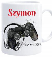 KUBEK GRACZA fana gier komputerowych GAMING słuchawki pad + dowolne imię