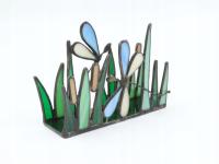 Витражная салфетка стрекозы синие