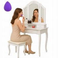 ТУАЛЕТНЫЙ СТОЛИК С ЗЕРКАЛОМ КОСМЕТИЧЕСКИЙ БЕЛЫЙ С ЗЕРКАЛОМ МАКИЯЖ СТОЛ ТАБУРЕТ