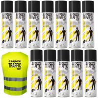 AMPERE 12x Farba do malowania linii 500ml czarna TRAFFIC PAINT