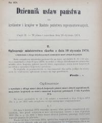 1874 O wywołaniu z obiegu monet złotych krajowych