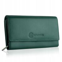 Женский кожаный кошелек Betlewski Green premium RFID подарочная коробка