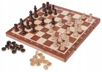 Игра 2in1-шахматы-шашки XL деревянные-красное дерево