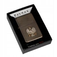 БЕНЗИНОВАЯ ЗАЖИГАЛКА TASMAN МЕТАЛЛИЧЕСКАЯ В КОРОБКЕ - ОРЕЛ ЭМБЛЕМА ПОЛЬША