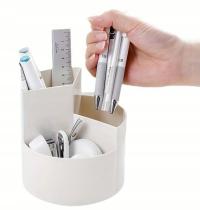 OBROTOWY ORGANIZER BIURKOWY NA DŁUGOPISY PRZYBORNIK PRZEGRÓDKI BIAŁY