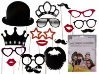 Akcesoria do zdjęć na patykach do fotobudki 17 szt.