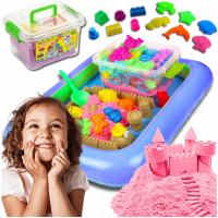 PIASEK KINETYCZNY 3kg BASEN ŁOPATKA FOREMKI PIASKOWNICA WIADERKO ZESTAW XXL