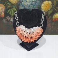 Efektowny naszyjnik multi koraliki ombre brzoskwinia biel |LOFT| statement