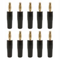 10pcs Black 4mm Banana Plug Socket Speaker Cable Connector Gold Plated Plug