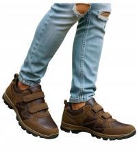 Мужские треккинговые ботинки на липучке коричневые походные ботинки 18196