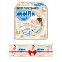 MOLFIX Pure&Soft Pieluszki MINI 2 (3-6 kg) 74 szt. +2x chusteczki