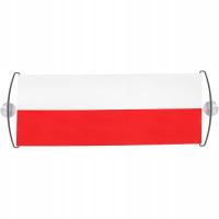 Флаг болельщика разворачивающийся баннер для автомобиля польский Польша бело-красные