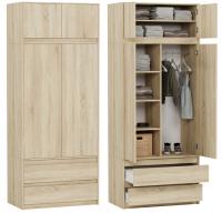 Шкаф гардеробная 90см sonoma надставка B-9N