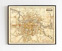 Stary Plan Wroclaw Gros Breslau 1938r 120x90 cm