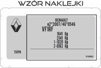 Naklejka tabliczka znamionowa Renault