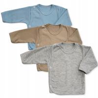 3-pak KAFTANIKÓW KOSZULKI niemowlęce WYPRAWKA kopertowe rozpinane