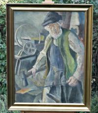 PORTRET KOWALA STARY OBRAZ OLEJNY NA PŁÓTNIE