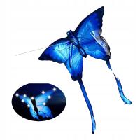 Воздушный змей XXL бабочка синий светящийся светодиодный 150 см