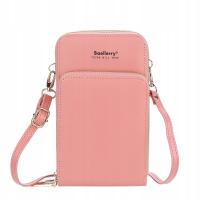 Torebka Damska Pojemny Portfel Na Telefon Ekran Dotykowy Różowy Na Ramię