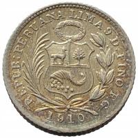 44632. Peru - 1/2 dinero - 1910r. - Ag