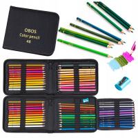 KREDKI OŁÓWKOWE ZESTAW KREDEK OŁÓWKOWYCH 48 SZT DO RYSOWANIA PIÓRNIK