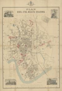 Kraków - plan miasta z 1882 r. | Format A3+ w ramie 45x60 cm