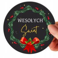 Naklejki WESOŁYCH ŚWIĄT okrągłe arkusze 75 sztuk 5 CM