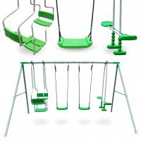 Ogrodowy plac zabaw XXL 6 osobowy zestaw huśtawek dla dzieci kolor zielony