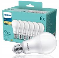 PHILIPS комплект 6X светодиодная лампа E27 13w = 100W 2700K теплый белый 1521lm A60