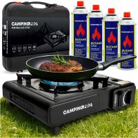 KUCHENKA TURYSTYCZNA GAZOWA CAMPINGPRO NA BIWAK + 4 KARTUSZE GAZ BUTAN