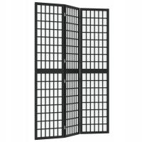 Składany parawan japoński z drewna jodłowego, 120 x 170 cm, czarny