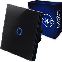 СЕНСОРНЫЙ ВЫКЛЮЧАТЕЛЬ СВЕТА СТЕКЛЯННЫЙ ОДИНОЧНЫЙ СТЕКЛЯННЫЙ ЧЕРНЫЙ СВЕТОДИОДНЫЙ