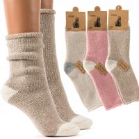 Skarpety damskie WEŁNIANE ciepłe skarpetki długie zimowe NATURALNE