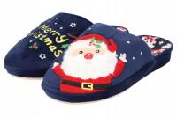 AMERICAN CLUB SL19 PIĘKNE PANTOFLE Z MIKOŁAJEM KAPCIE ŚWIĄTECZNE NAVY