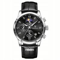 LIGE zegarek męski luksusowy skórzany wodoodporny sportowy zegarek