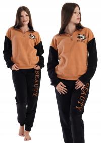 Vienetta piżama damska polar brązowy