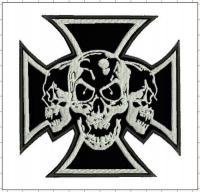 Naszywka krzyż + czaszki (mały lub duży) rozmiar: duży
