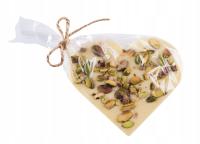 CZEKOLADA BIAŁA SERCE Z MIODEM I PISTACJAMI 85G