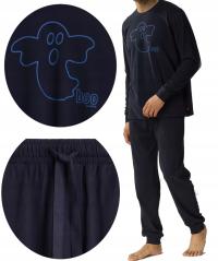 Atlantic piżama męska NMP-378 GRANATOWA Z DUSZKIEM długi rękaw