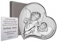 Srebrny obrazek pamiątka Chrztu Świętego grawer