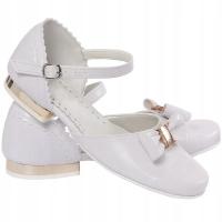 Польская обувь для причастия для девочек белая обувь для причастия OM672-39