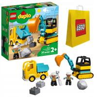 KLOCKI LEGO DUPLO 10931 CIĘŻARÓWKA I KOPARKA GĄSIENICOWA + TORBA PREZENTOWA