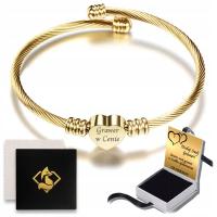 Женский золотой браслет с сердцем Шарм 585 гравер для мамы девушки жены