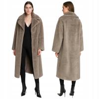 Luksusowe futro kożuch futerko premium beżowe eleganckie oversize