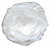 Biała broszka duża na lato kwiat 12cm, biała, ślub
